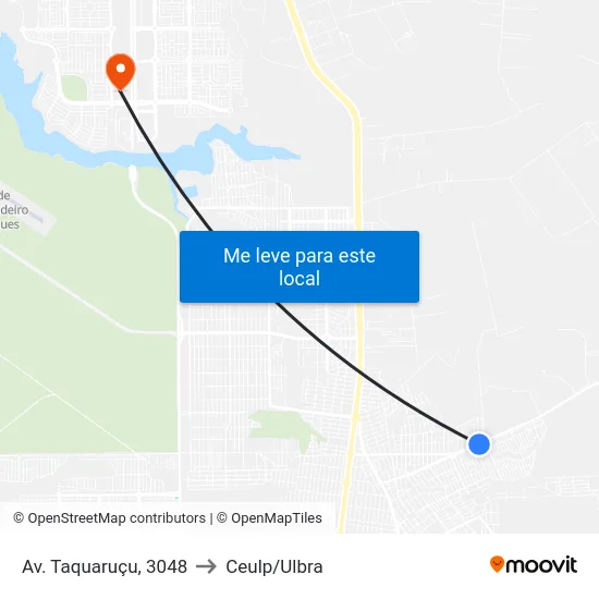 Av. Taquaruçu, 3048 to Ceulp/Ulbra map