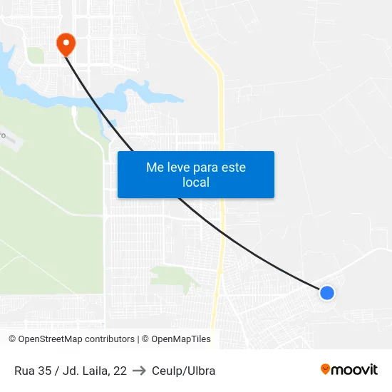 Rua 35 / Jd. Laila, 22 to Ceulp/Ulbra map