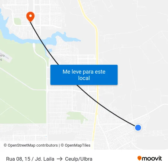 Rua 08, 15 / Jd. Laila to Ceulp/Ulbra map