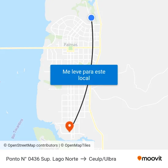 Ponto N° 0436 Sup. Lago Norte to Ceulp/Ulbra map