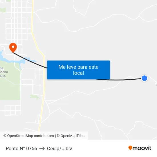 Ponto N° 0756 to Ceulp/Ulbra map