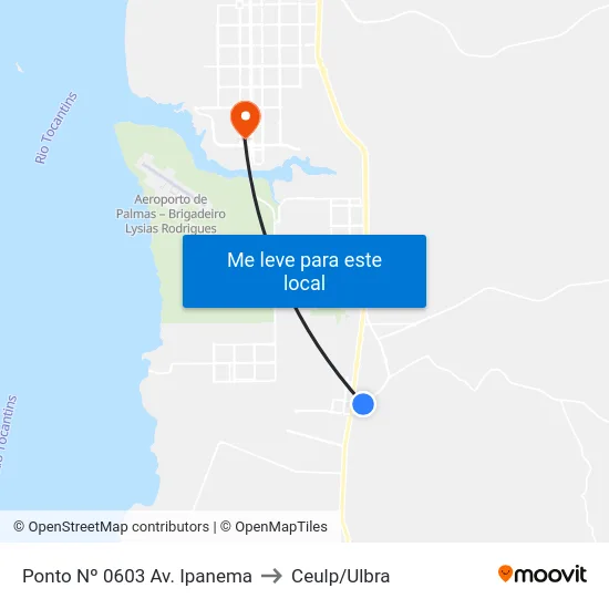 Ponto Nº 0603 Av. Ipanema to Ceulp/Ulbra map