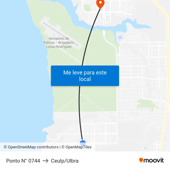 Ponto N° 0744 to Ceulp/Ulbra map
