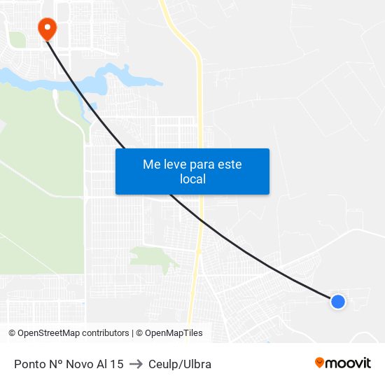 Ponto Nº Novo Al 15 to Ceulp/Ulbra map