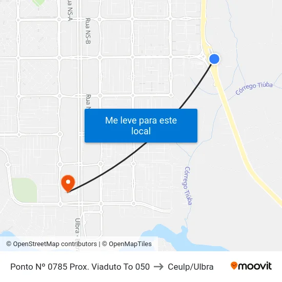 Ponto Nº 0785 Prox. Viaduto To 050 to Ceulp/Ulbra map