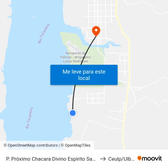 P. Próximo Chacara Divino Espirito Santo to Ceulp/Ulbra map