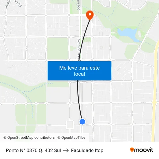 Ponto N° 0370 Q. 402 Sul to Faculdade Itop map