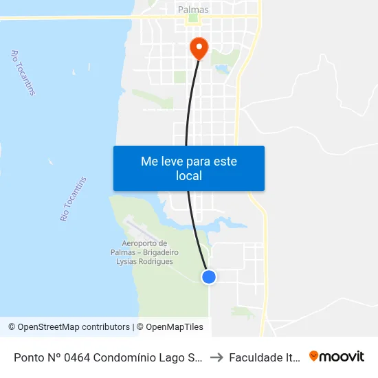 Ponto Nº 0464 Condomínio Lago Sul I to Faculdade Itop map