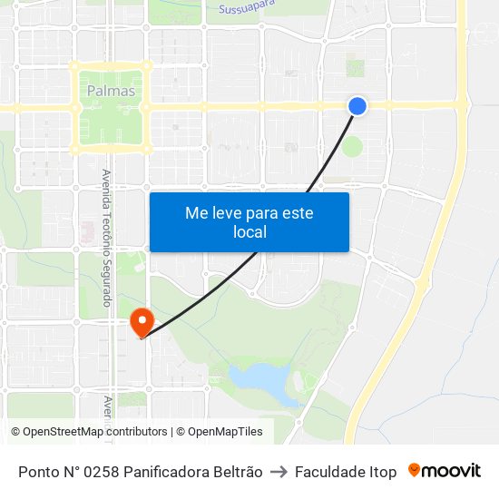 Ponto N° 0258 Panificadora Beltrão to Faculdade Itop map