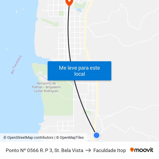 Ponto Nº 0566 R. P 3, St. Bela Vista to Faculdade Itop map