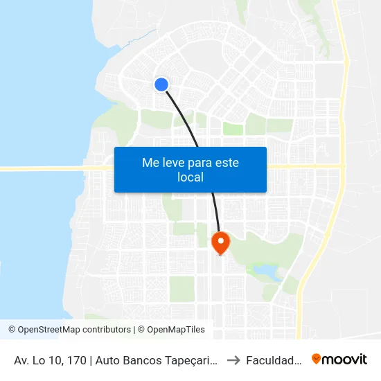 Av. Lo 10, 170 | Auto Bancos Tapeçaria, Q305 Norte to Faculdade Itop map