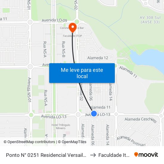 Ponto N° 0251 Residencial Versailes to Faculdade Itop map