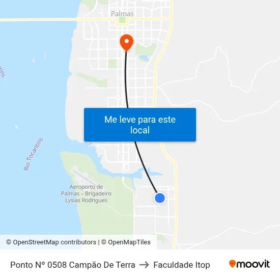 Ponto Nº 0508 Campão De Terra to Faculdade Itop map