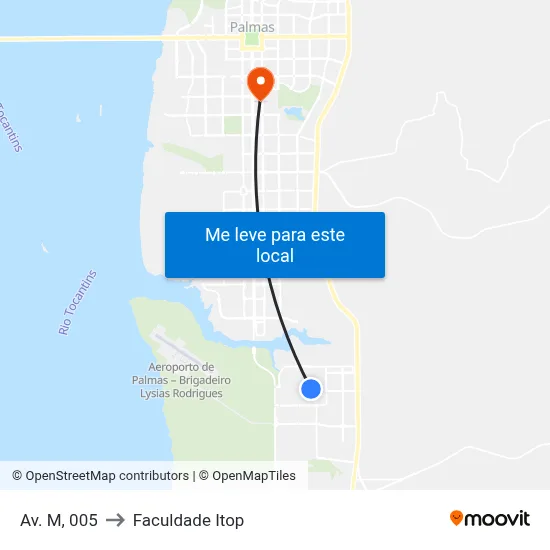 Av. M, 005 to Faculdade Itop map