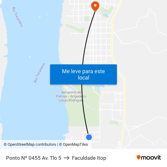 Ponto Nº 0455 Av. Tlo 5 to Faculdade Itop map