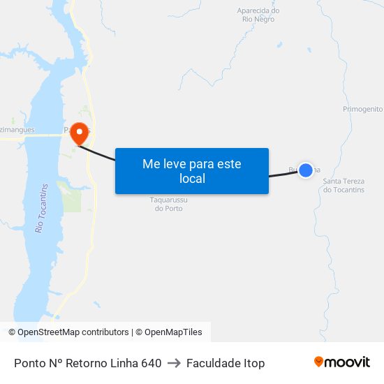 Ponto Nº Retorno Linha 640 to Faculdade Itop map