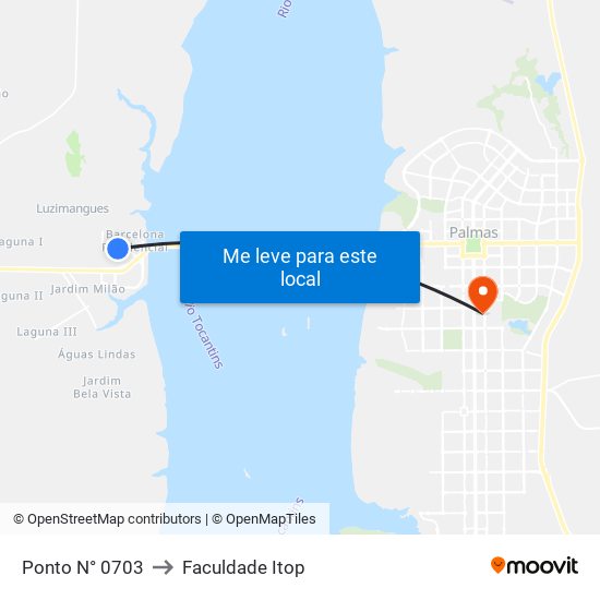 Ponto N° 0703 to Faculdade Itop map