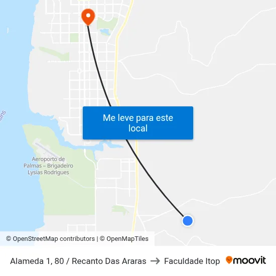 Alameda 1, 80 / Recanto Das Araras to Faculdade Itop map