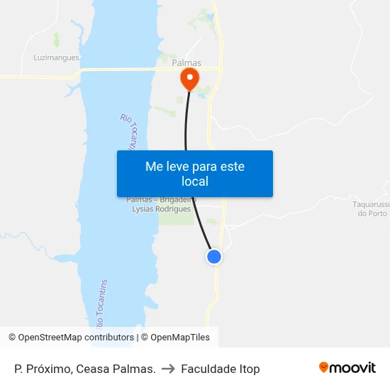 P. Próximo, Ceasa Palmas. to Faculdade Itop map