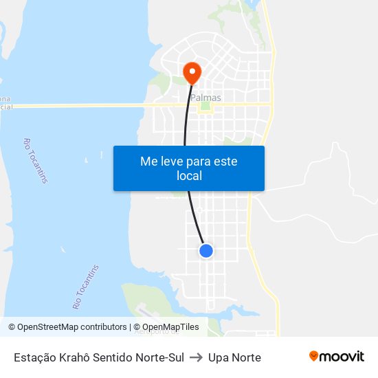 Estação Krahô Sentido Norte-Sul to Upa Norte map