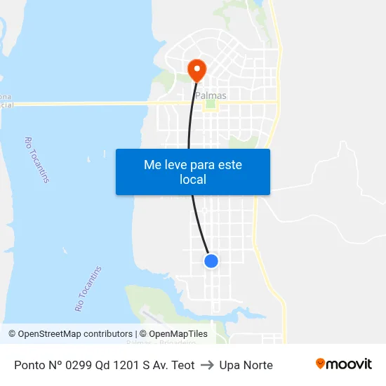 Ponto Nº 0299 Qd 1201 S Av. Teot to Upa Norte map