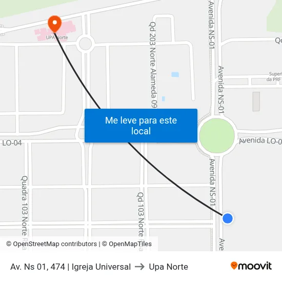 Av. Ns 01, 474 | Igreja Universal to Upa Norte map