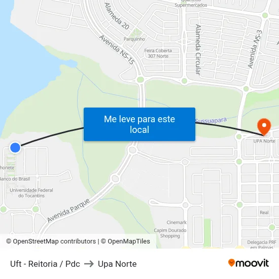 Uft - Reitoria / Pdc to Upa Norte map