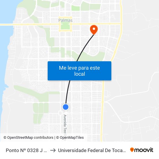 Ponto Nº 0328 J Car to Universidade Federal De Tocantins map