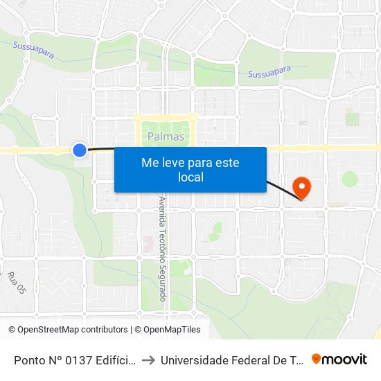 Ponto Nº 0137 Edifício Royal to Universidade Federal De Tocantins map