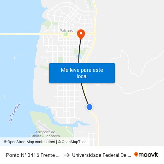 Ponto N° 0416 Frente P/ Savana to Universidade Federal De Tocantins map