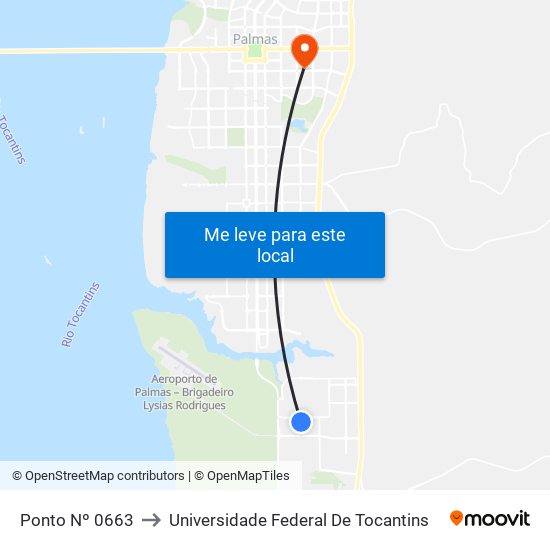 Ponto Nº 0663 to Universidade Federal De Tocantins map