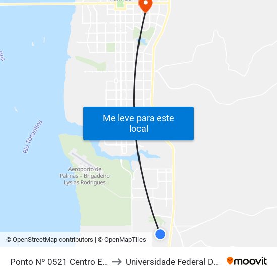 Ponto Nº 0521 Centro Educacional to Universidade Federal De Tocantins map