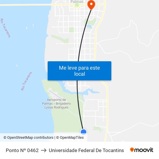 Ponto Nº 0462 to Universidade Federal De Tocantins map
