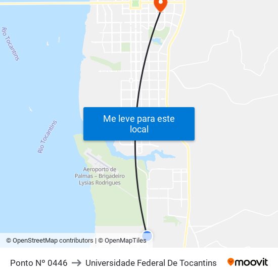 Ponto Nº 0446 to Universidade Federal De Tocantins map