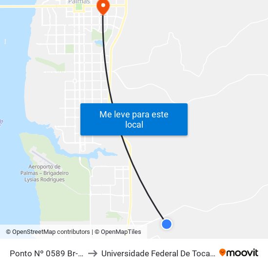 Ponto Nº 0589 Br-010 to Universidade Federal De Tocantins map