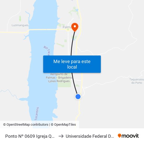 Ponto Nº 0609 Igreja Quadrangular to Universidade Federal De Tocantins map
