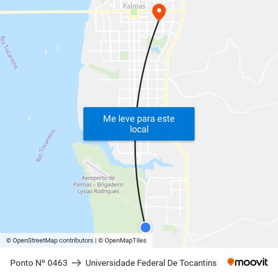 Ponto Nº 0463 to Universidade Federal De Tocantins map