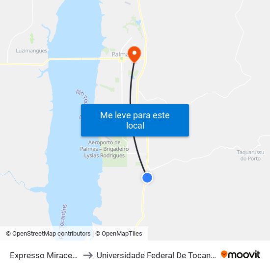 Expresso Miracema to Universidade Federal De Tocantins map