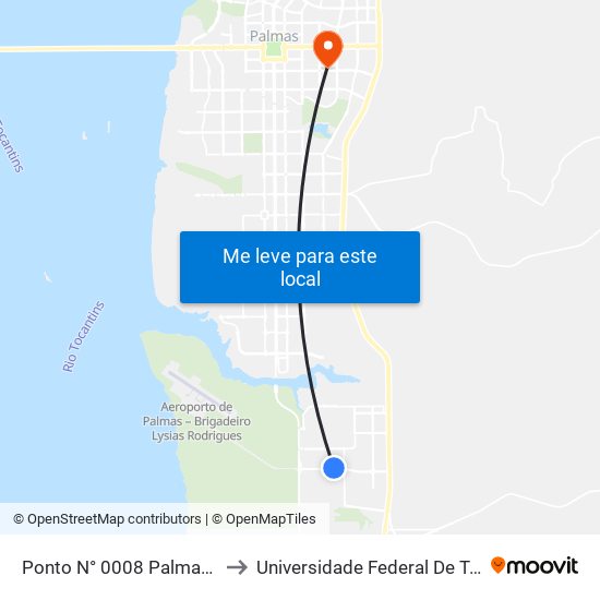 Ponto N° 0008 Palmas Virtual to Universidade Federal De Tocantins map