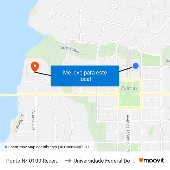 Ponto Nº 0100 Receita Federal to Universidade Federal Do Tocantins map