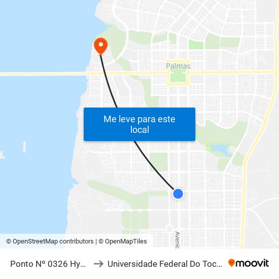Ponto Nº 0326 Hyundai to Universidade Federal Do Tocantins map