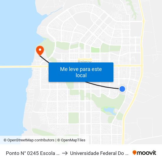 Ponto N° 0245 Escola Tec. Ifto to Universidade Federal Do Tocantins map