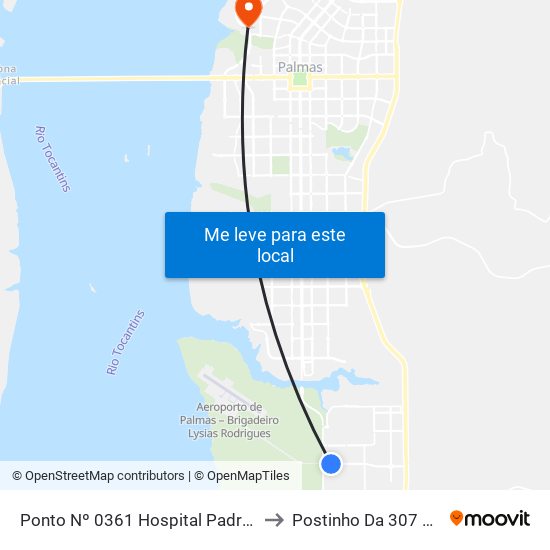 Ponto Nº 0361 Hospital Padre Luso to Postinho Da 307 Norte map