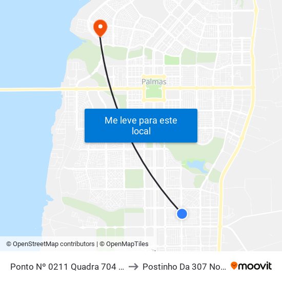 Ponto Nº 0211 Quadra 704 Sul to Postinho Da 307 Norte map