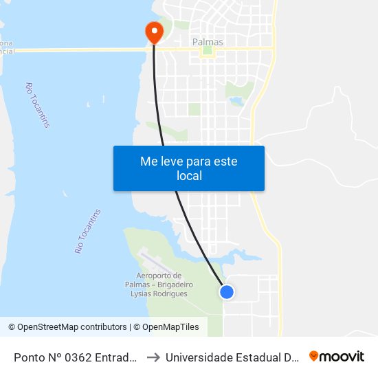 Ponto Nº 0362 Entrada Bertaville to Universidade Estadual Do Tocantins map