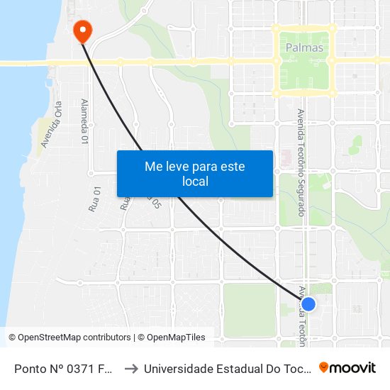Ponto Nº 0371 Fórum to Universidade Estadual Do Tocantins map