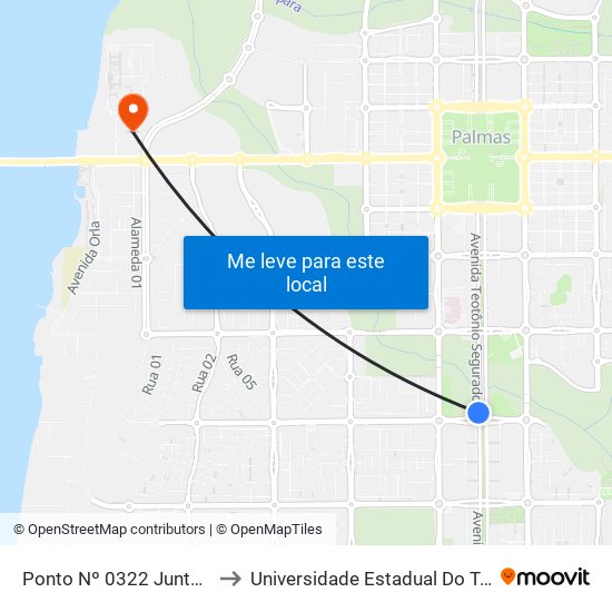 Ponto Nº 0322 Junta Militar to Universidade Estadual Do Tocantins map