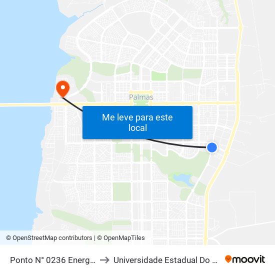 Ponto N° 0236 Energisa/Ifto to Universidade Estadual Do Tocantins map