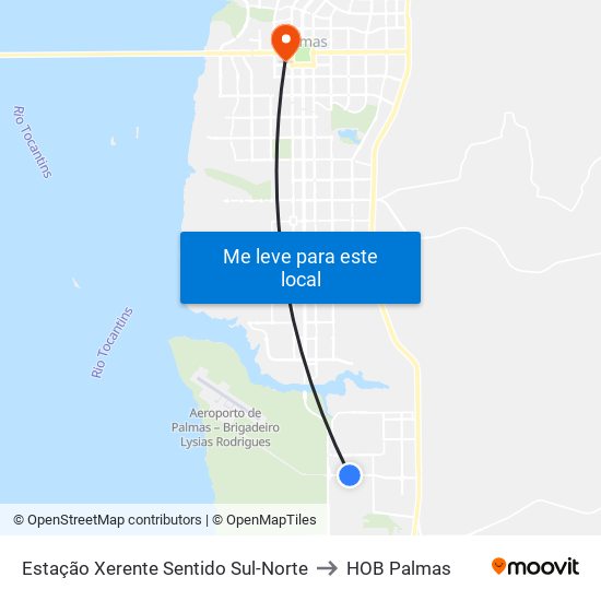 Estação Xerente Sentido Sul-Norte to HOB Palmas map