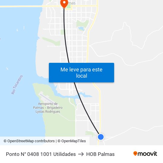 Ponto N° 0408 1001 Utilidades to HOB Palmas map